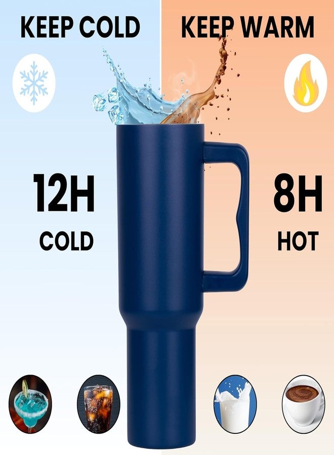 KELVEE كوب كيلفي بمقبض وغطاء ماصة، مصنوع من الفولاذ المقاوم للصدأ بجدار مزدوج، قابل لإعادة الاستخدام، مناسب للسفر والرياضة واليوغا، خالٍ من مادة BPA، متين، مثالي للشاي المثلج والقهوة (أزرق). - Image 4